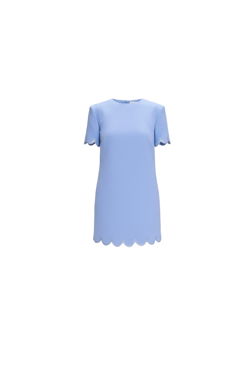 MINI RHINESTONE SCALLOPED EDGE DRESS