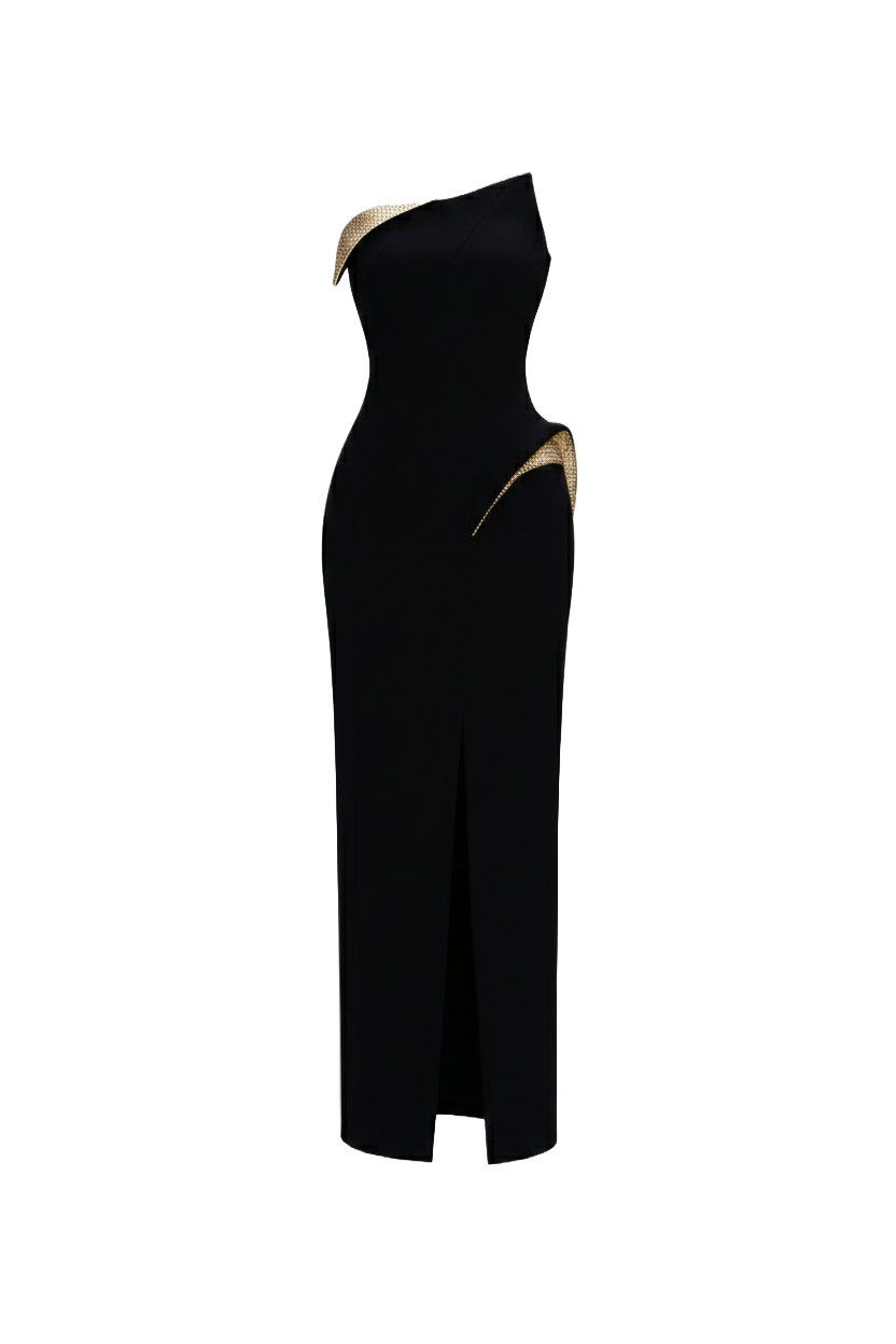 FOLD-OVER ASYMMETRIC GOWN WITH