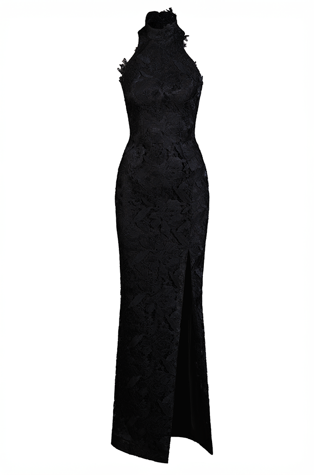 HALTER NECK LACE DRESS