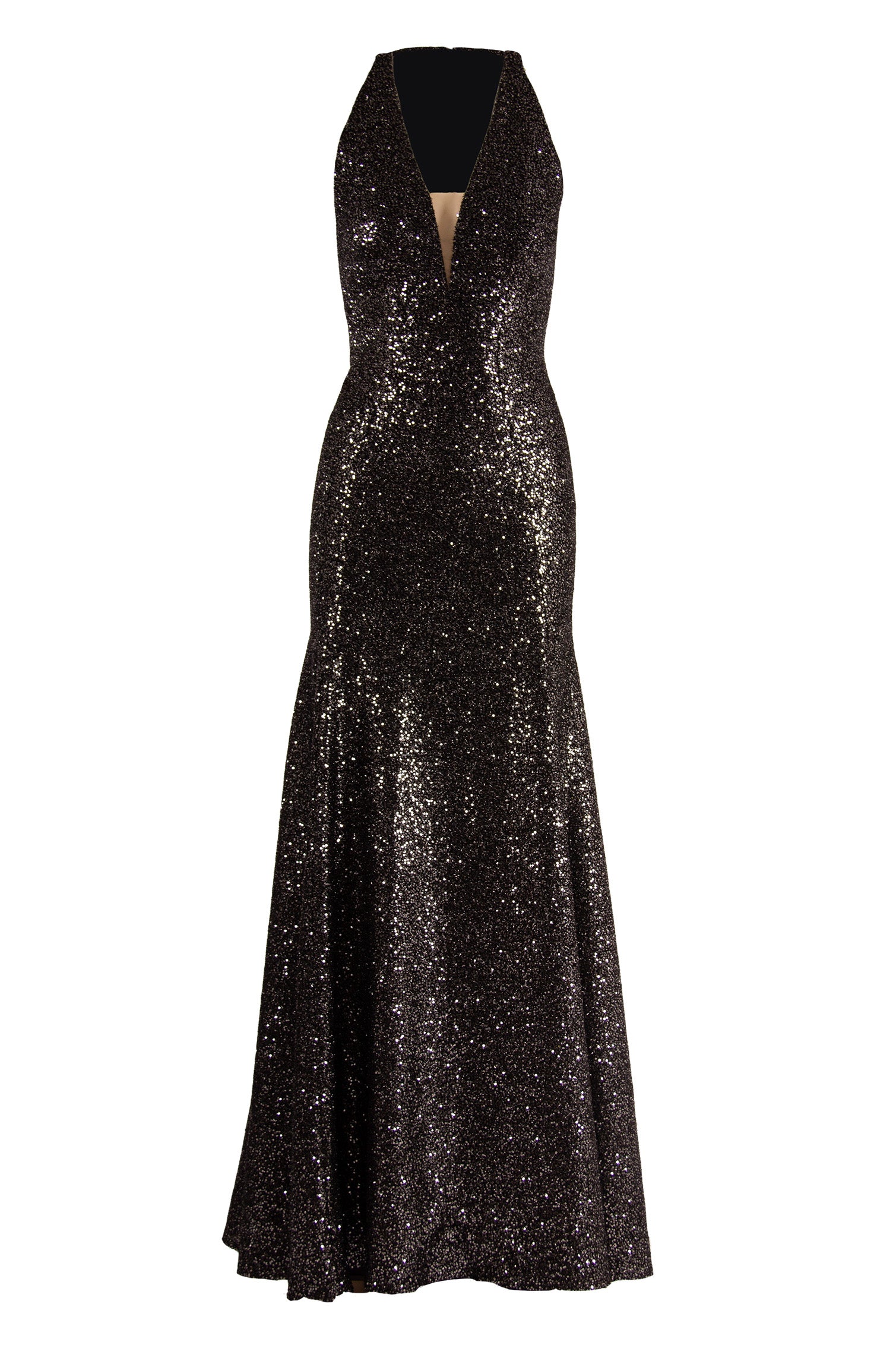 SEQUIN V-NECK GOWN