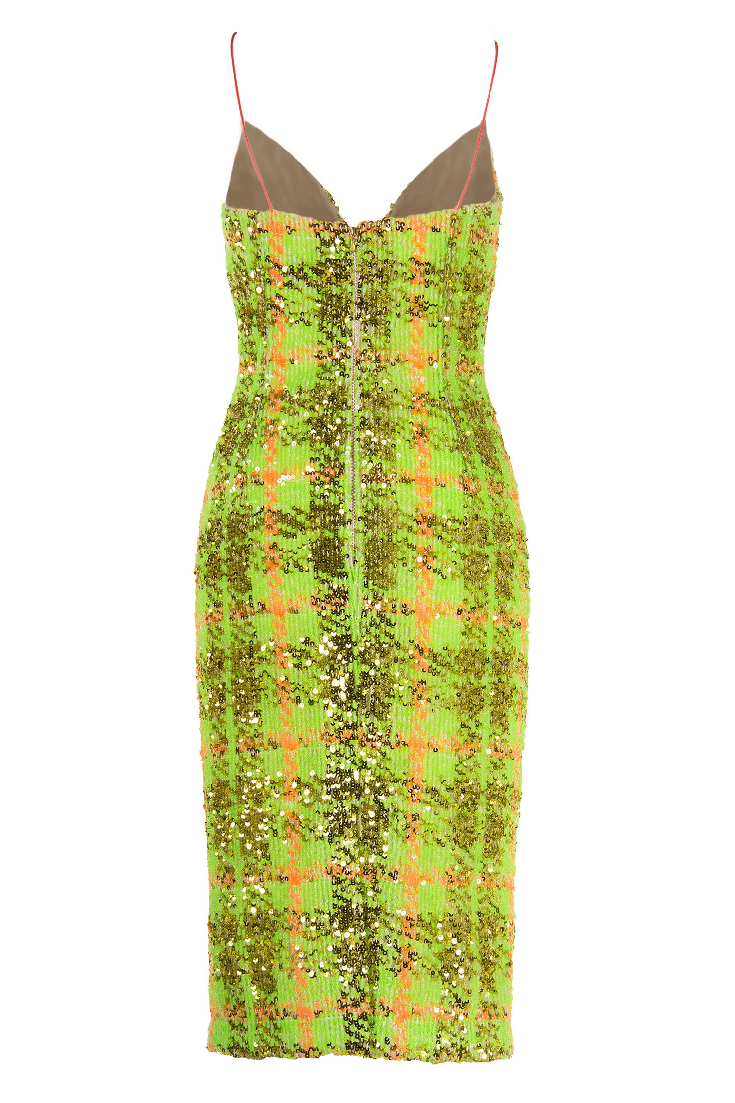 NEON SEQUIN SPAGHETTI STRAP DRESS