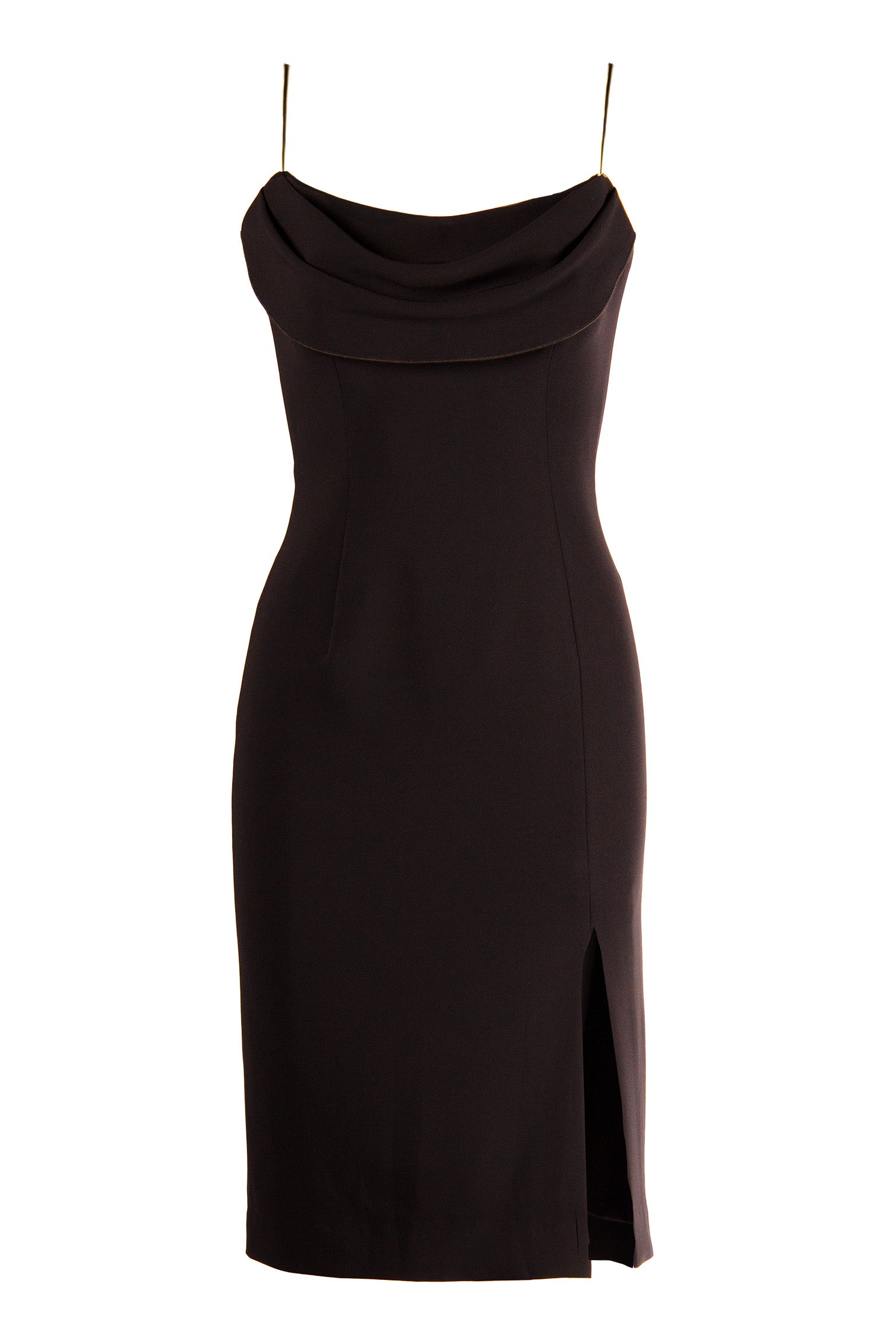 COWL DRAPE, SPAGHETTI STRAP DRESS