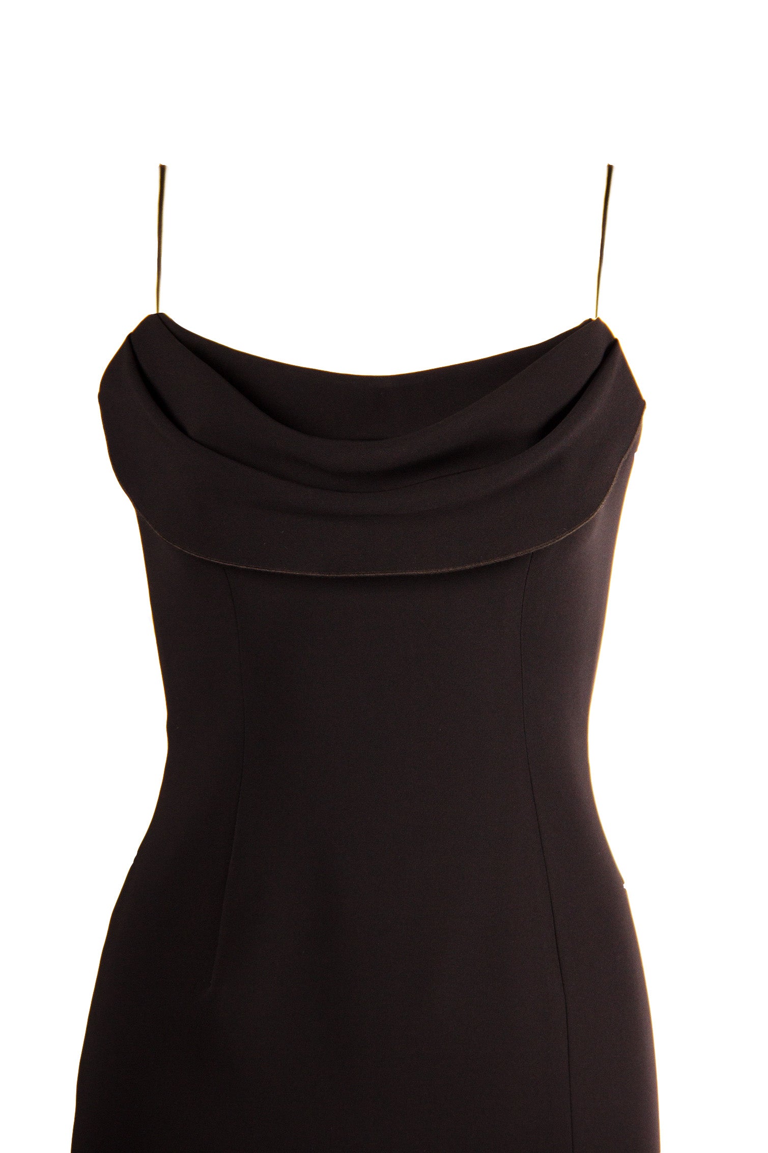 COWL DRAPED SPAGHETTI STRAP GOWN