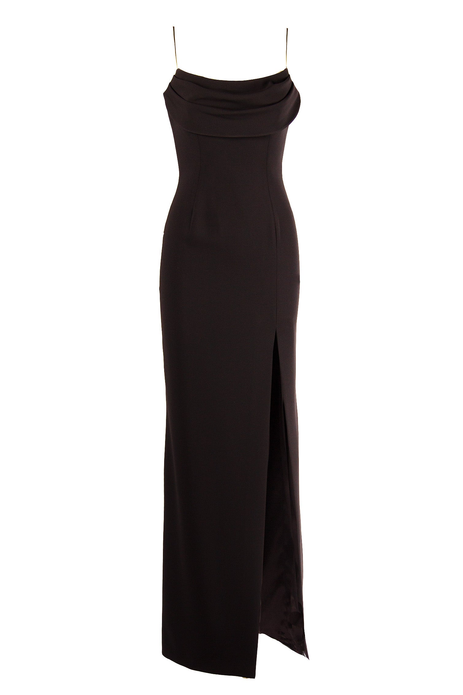 COWL DRAPED SPAGHETTI STRAP GOWN