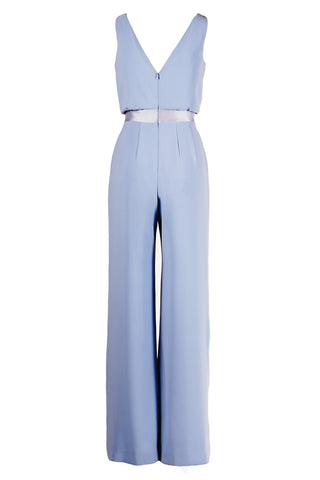 CREPE JUMPSUIT WITH SILK WOOL WAISTBAND