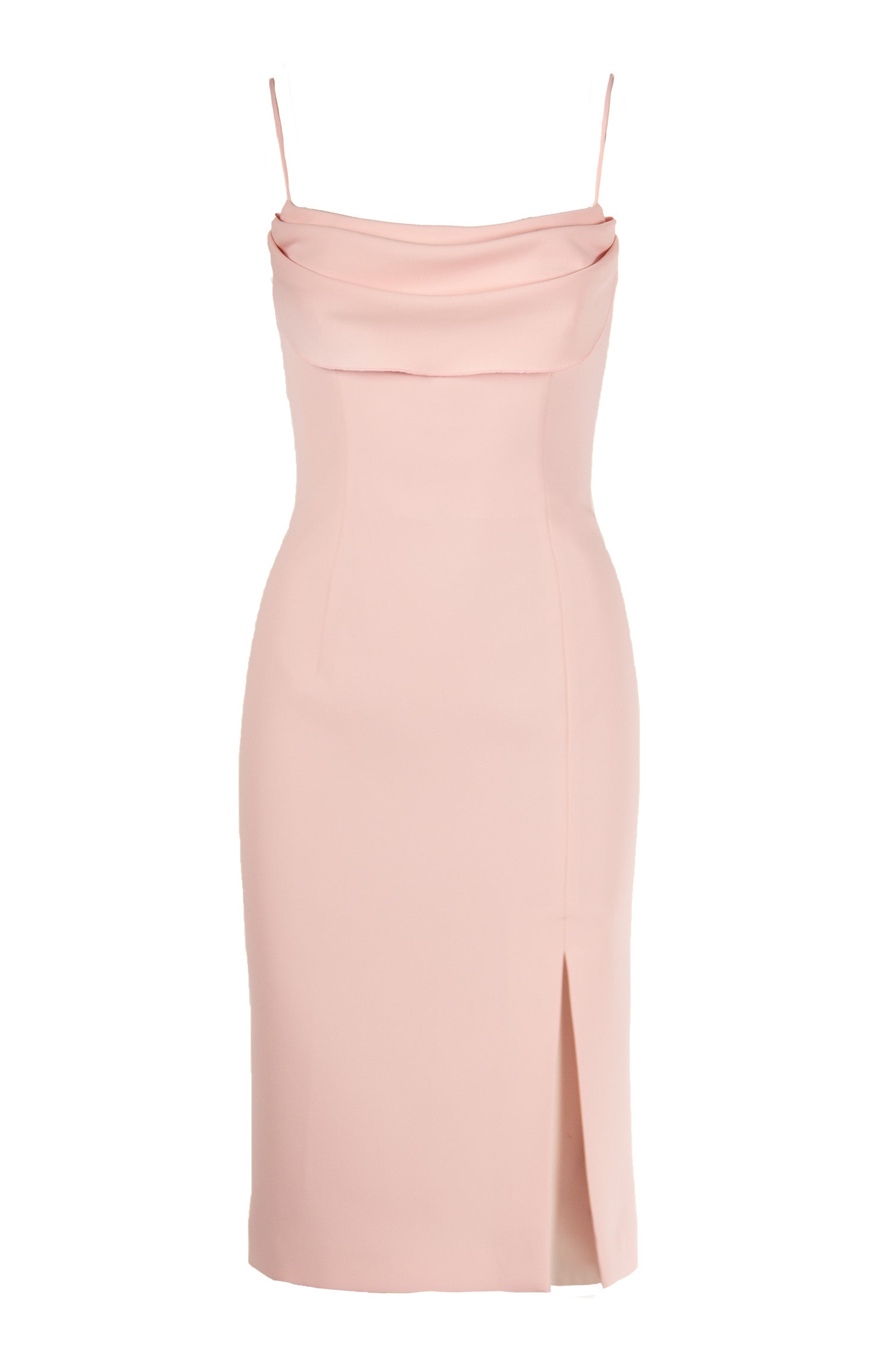 COWL DRAPE, SPAGHETTI STRAP DRESS