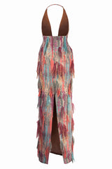 TASSLE HALTER GOWN