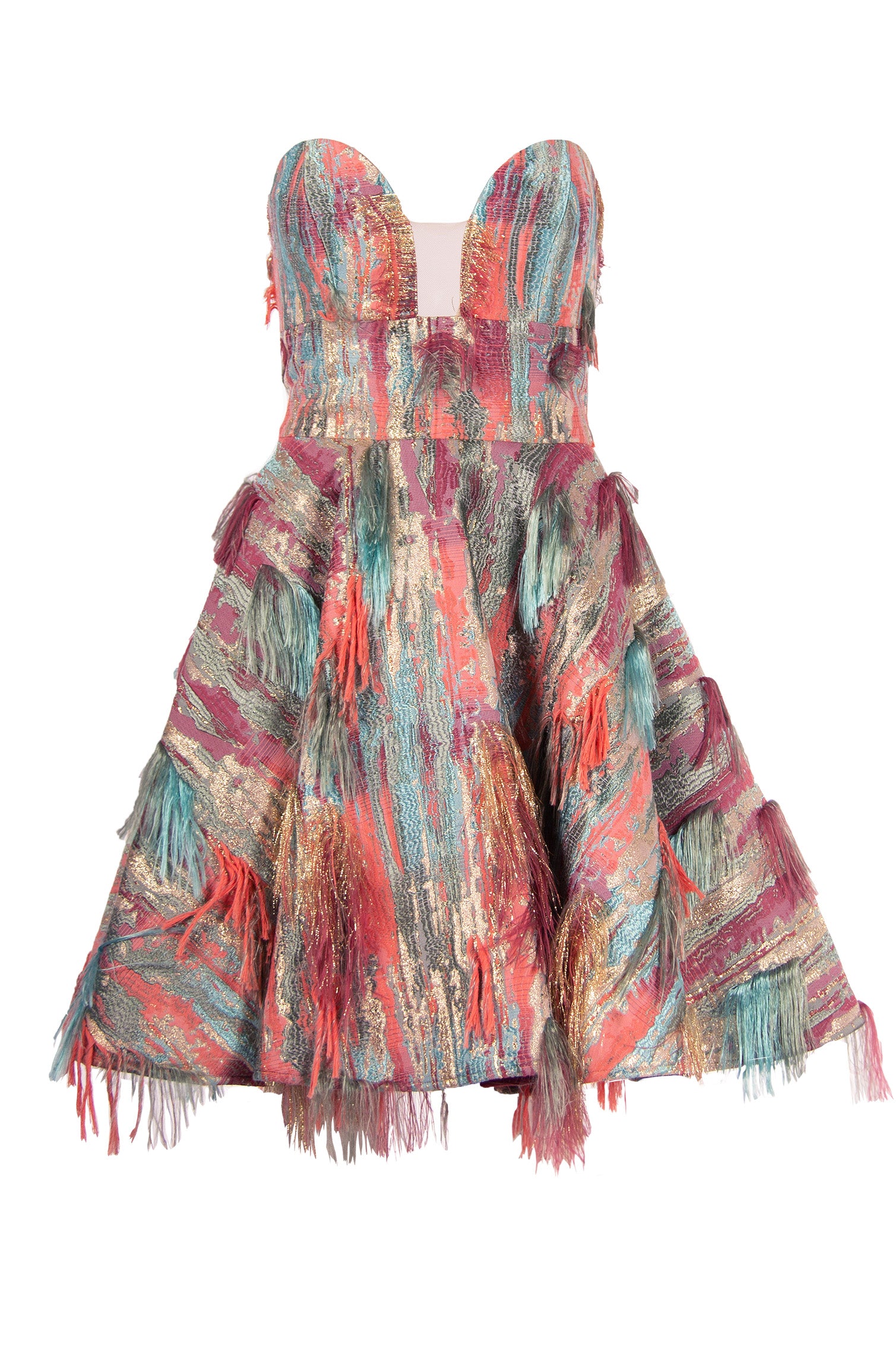 STRAPLESS TASSEL DRESS