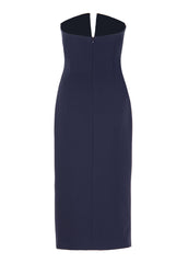 CRYSTAL V - NECK CREPE DRESS WITH SLIT