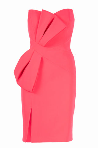 STRAPLESS CREPE DRESS WITH BOW DETAIL