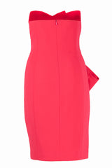 STRAPLESS CREPE DRESS WITH BOW DETAIL
