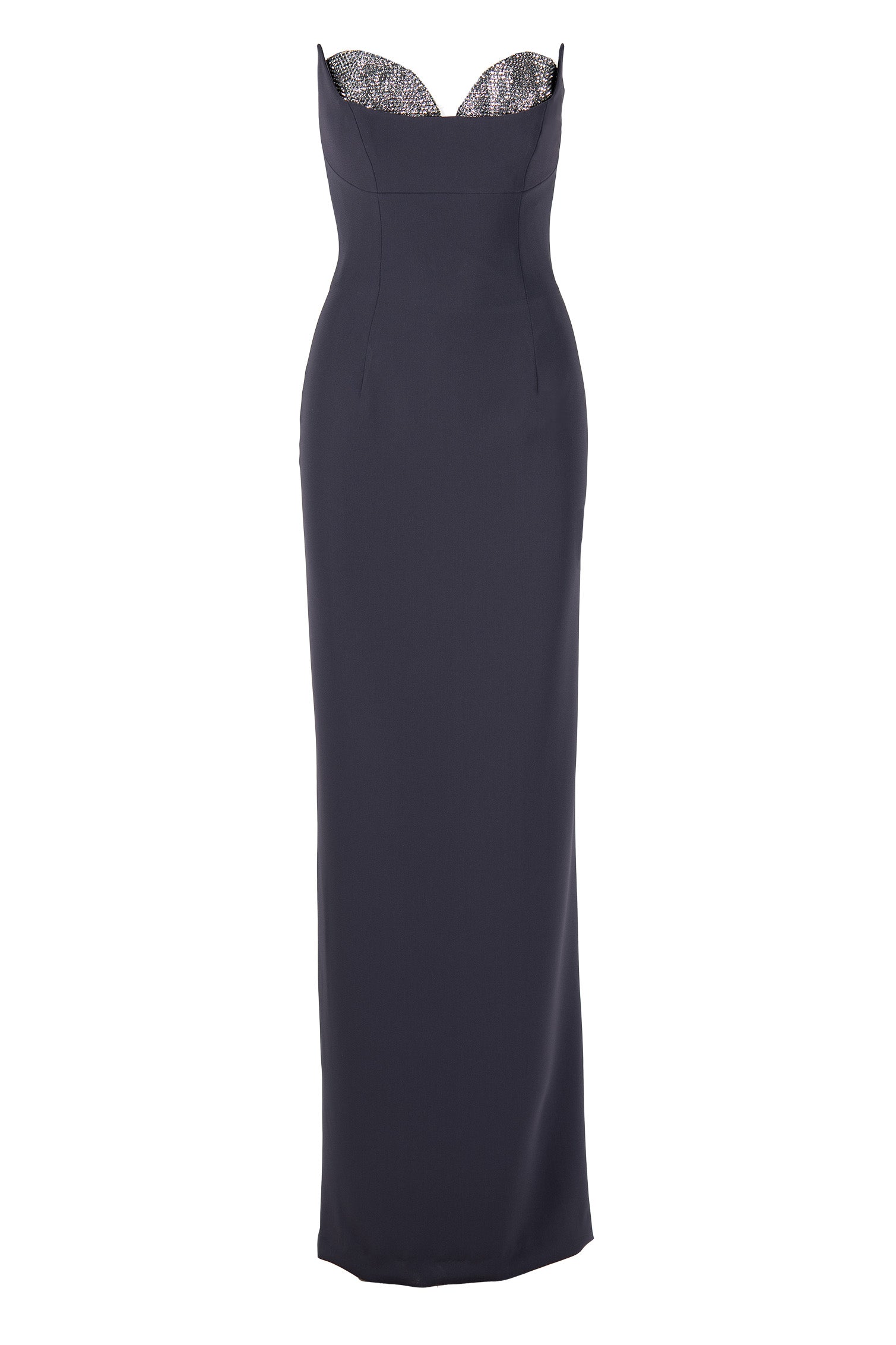 CREPE SWEETHEART GOWN WITH CRYSTAL DETAIL