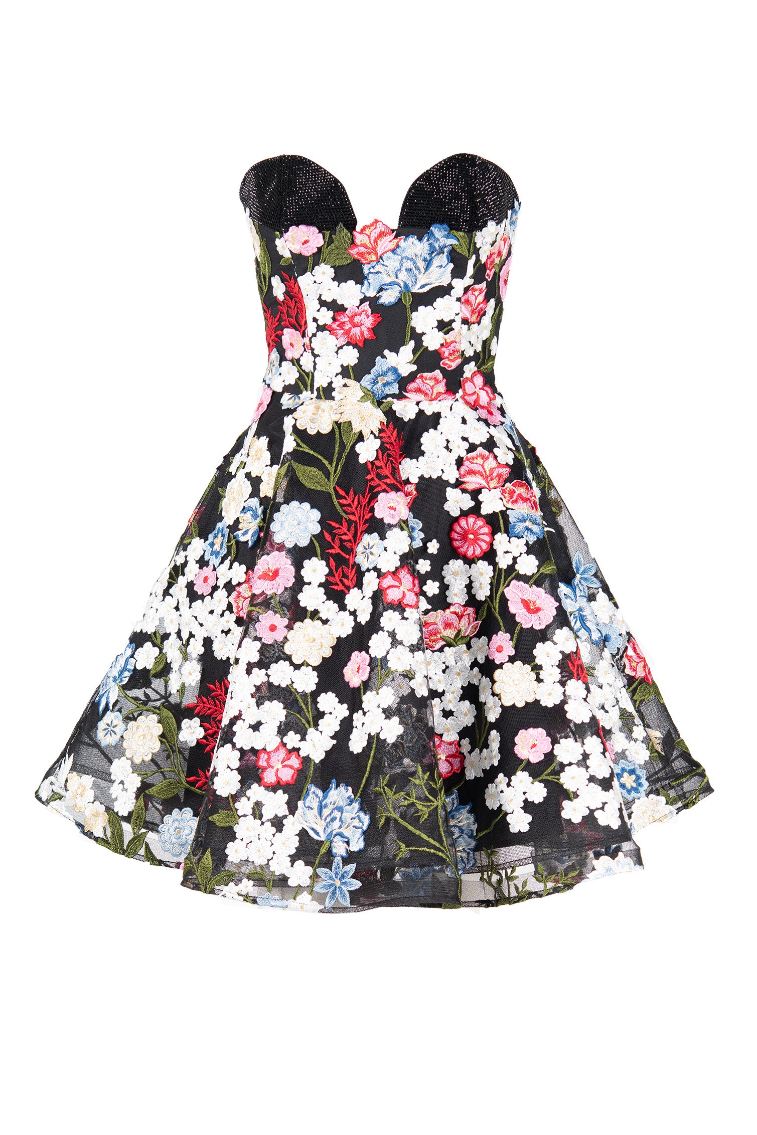 FIT AND FLARE EMBROIDERED AUDREY WITH CRYSTAL CONTRAST