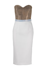 CRYSTAL BUSTIER COLOR BLOCKED DRESS