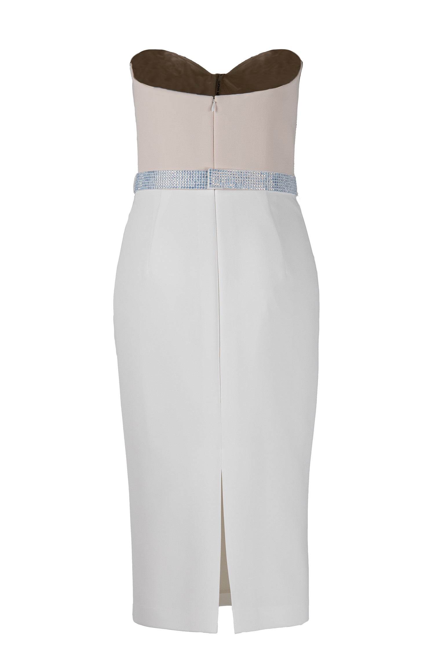 CRYSTAL BUSTIER COLOR BLOCKED DRESS