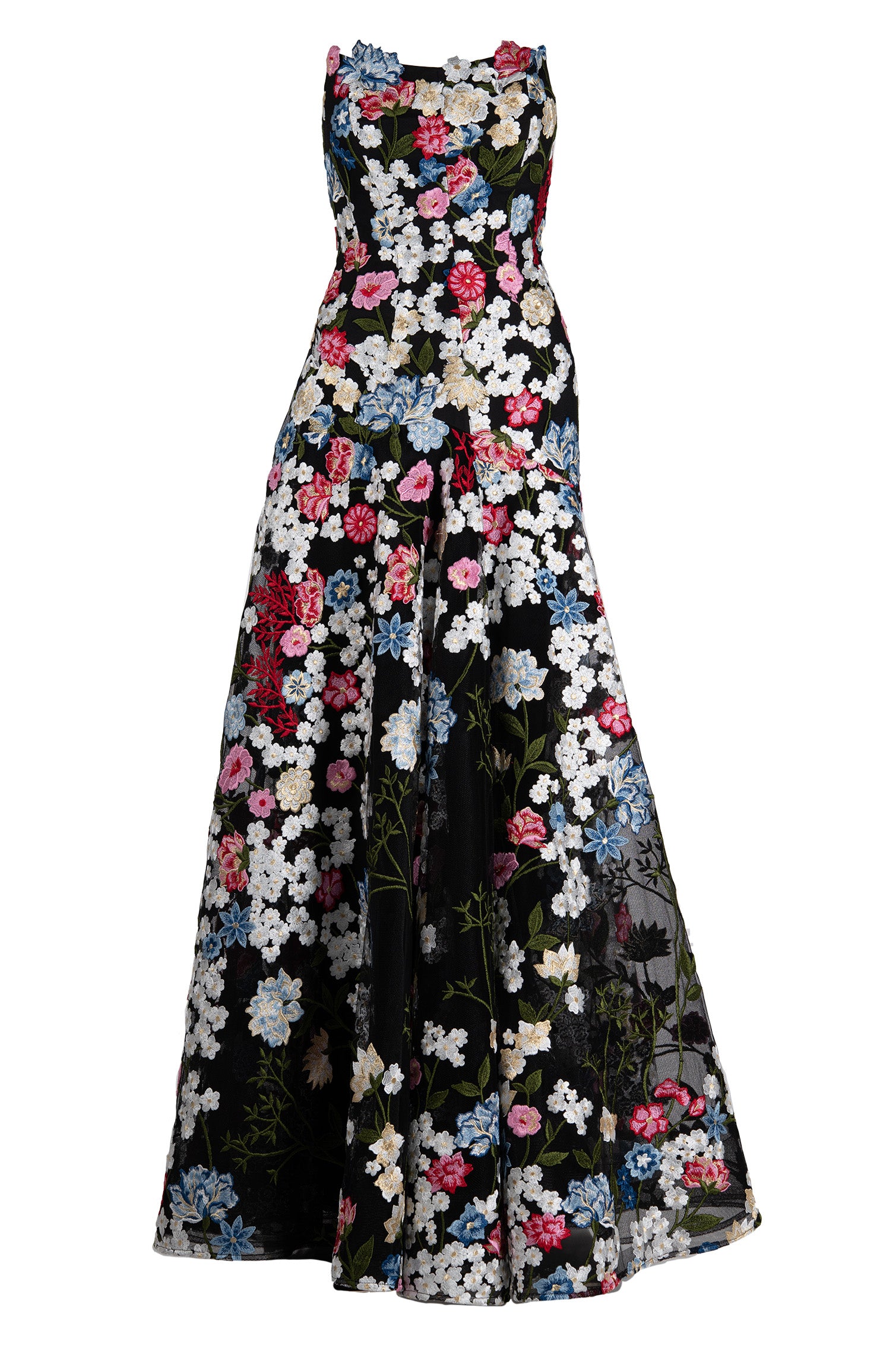 HIGH STRAPLESS EMBROIDERED GOWN