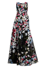 HIGH STRAPLESS EMBROIDERED GOWN