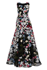 HIGH STRAPLESS EMBROIDERED GOWN