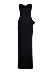 CREPE BOW STRAPLESS GOWN