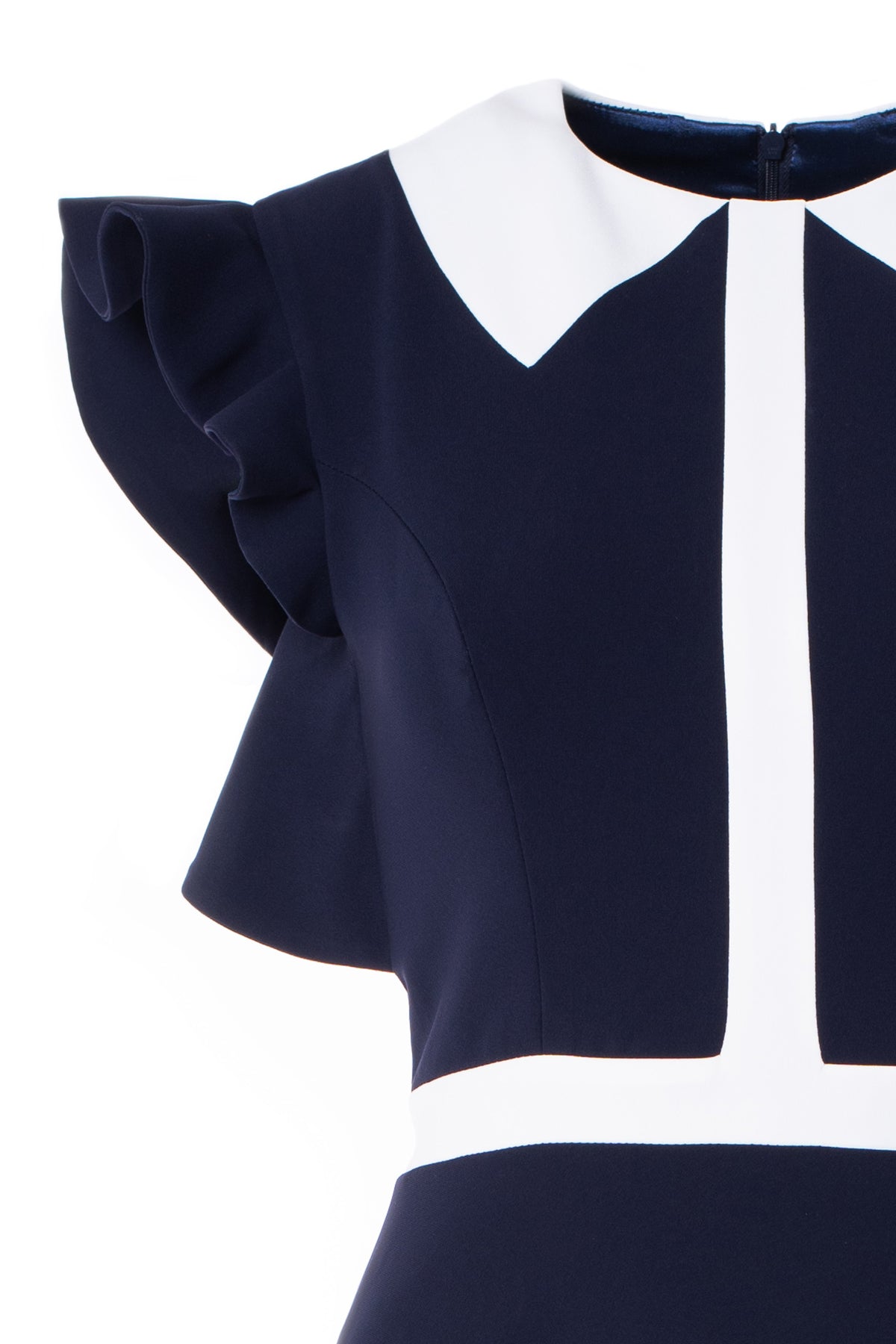 COLOR BLOCKED RUFFLE DRESS