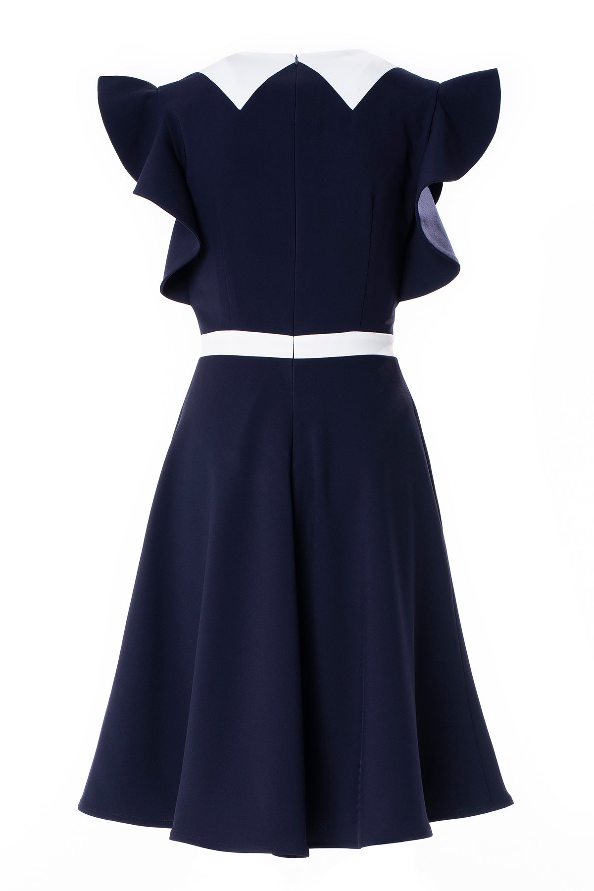 COLOR BLOCKED RUFFLE DRESS