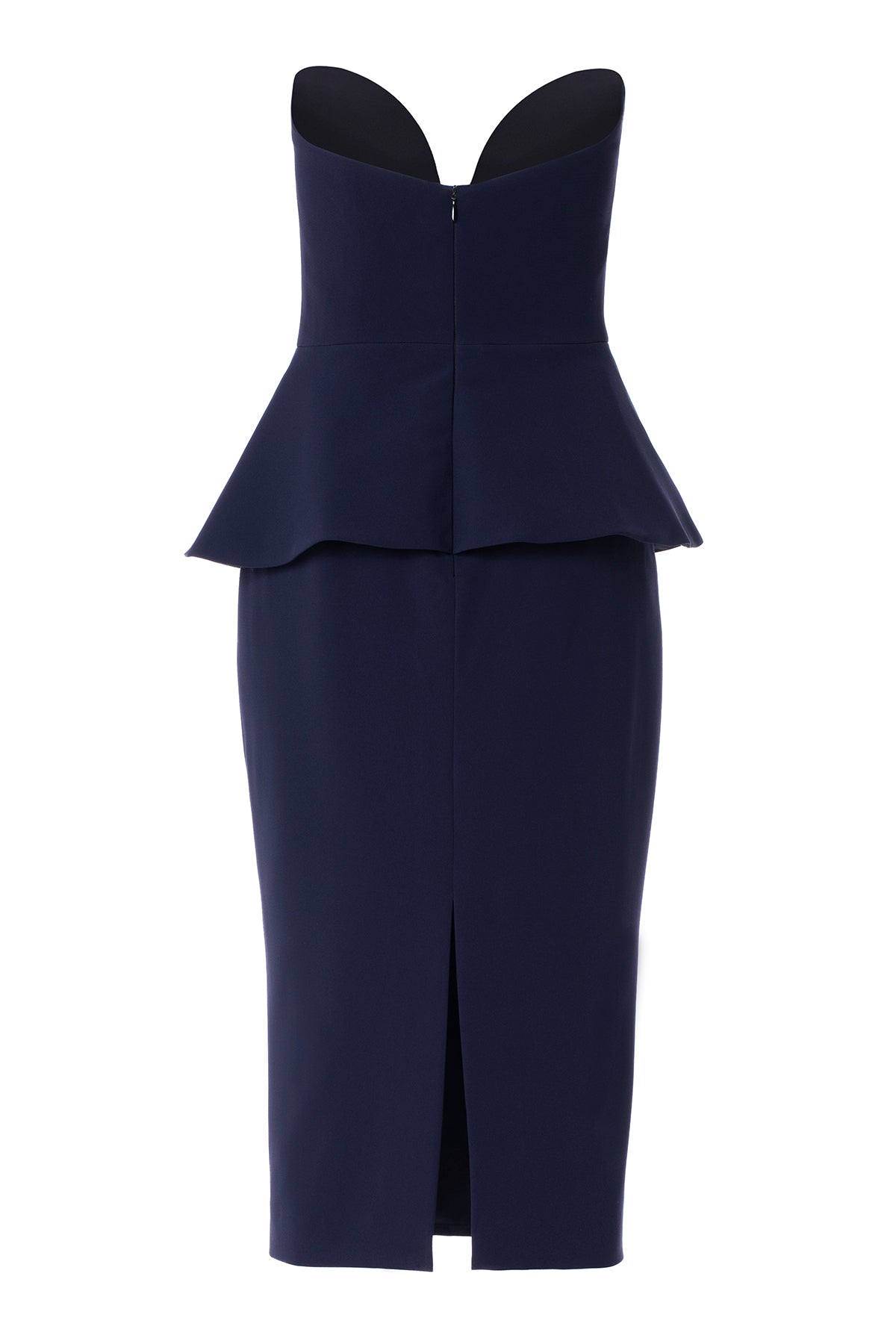 STRAPLESS PLUNGING SWEETHEART PEPLUM DRESS