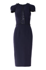 PEARL EMBELLISHED DRESS WITH LACE CUT