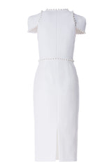 PEARL EMBELLISHED DRESS WITH LACE CUT