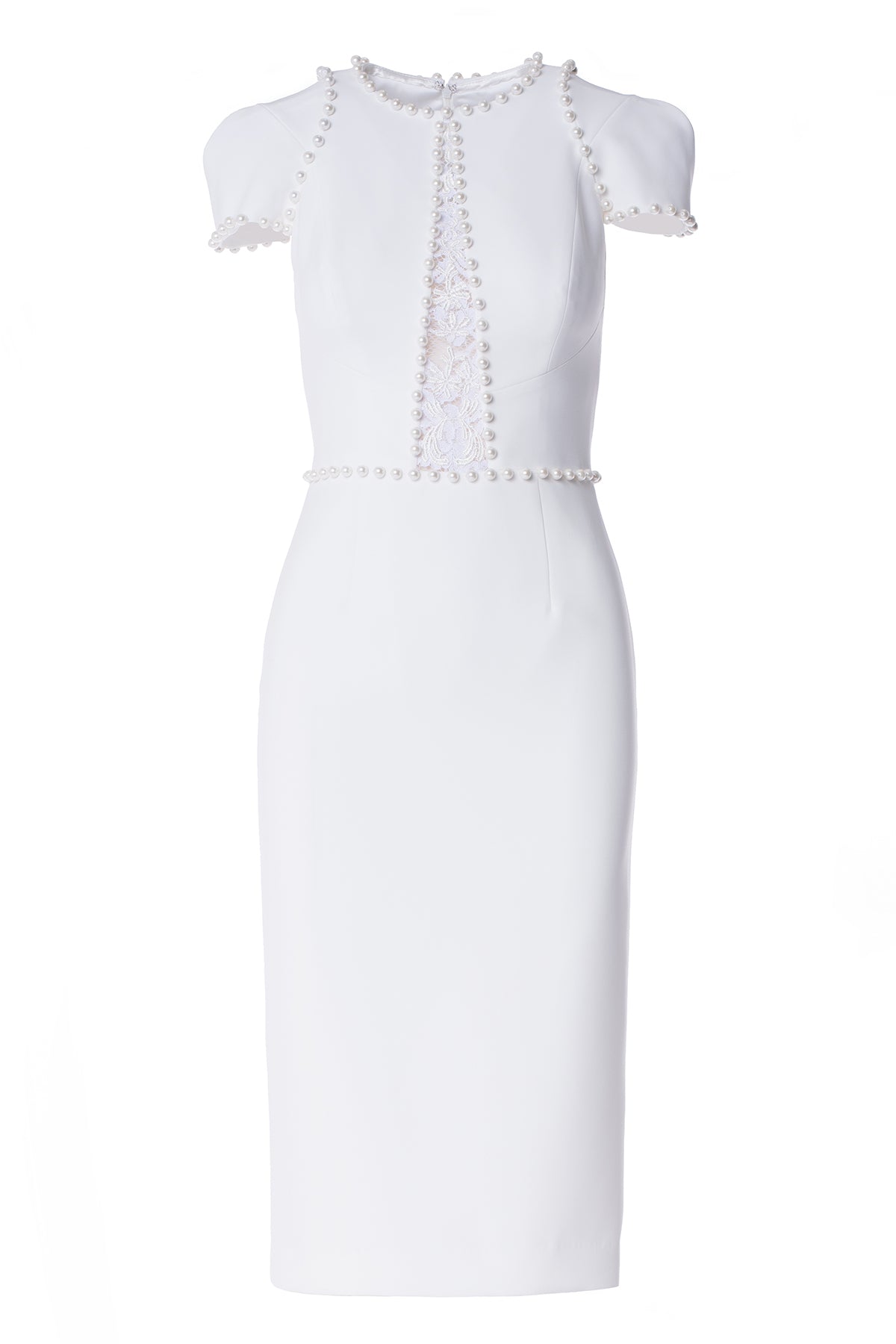 PEARL EMBELLISHED DRESS WITH LACE CUT