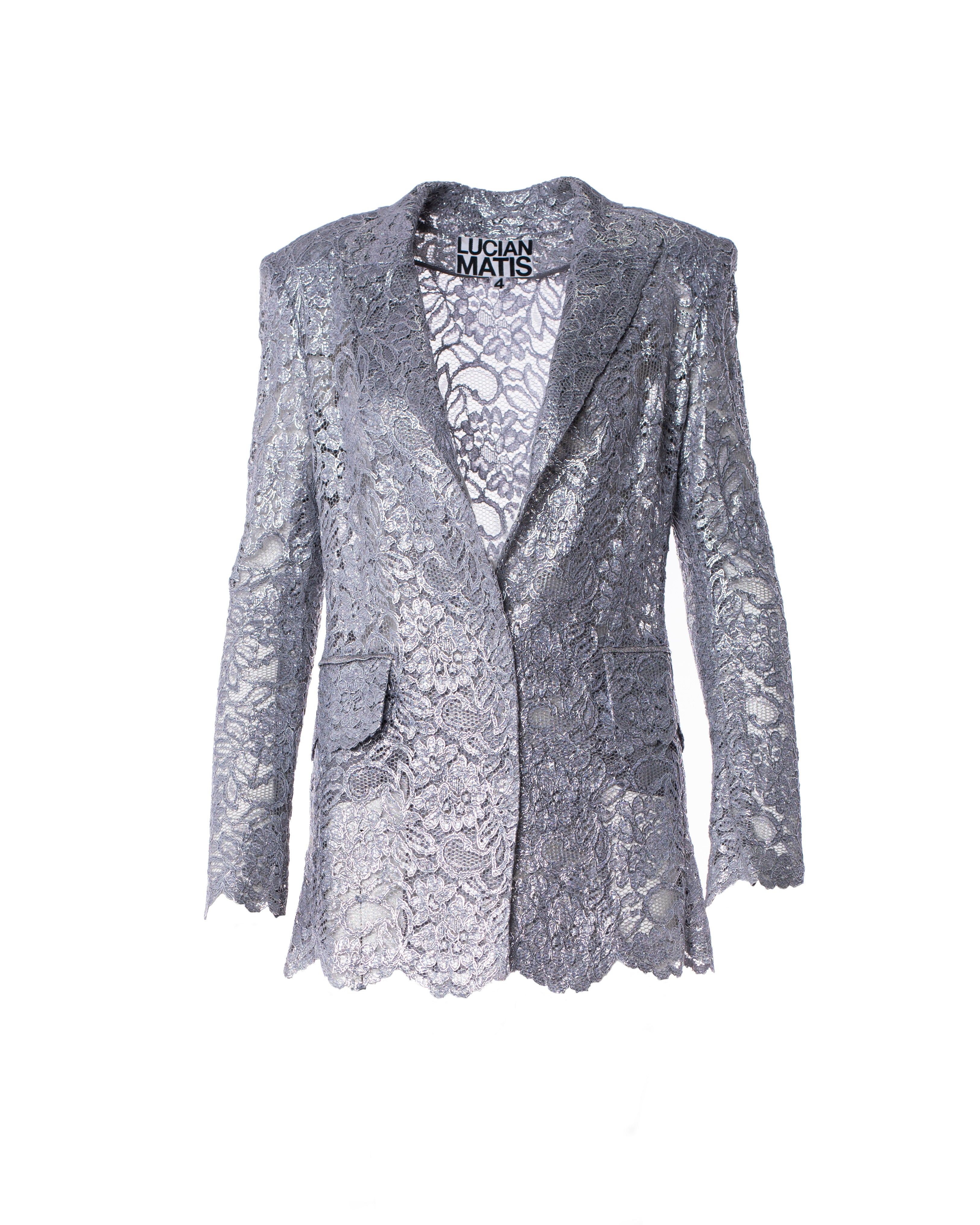 ITALIAN METALLIC SILVER LACE JACKET