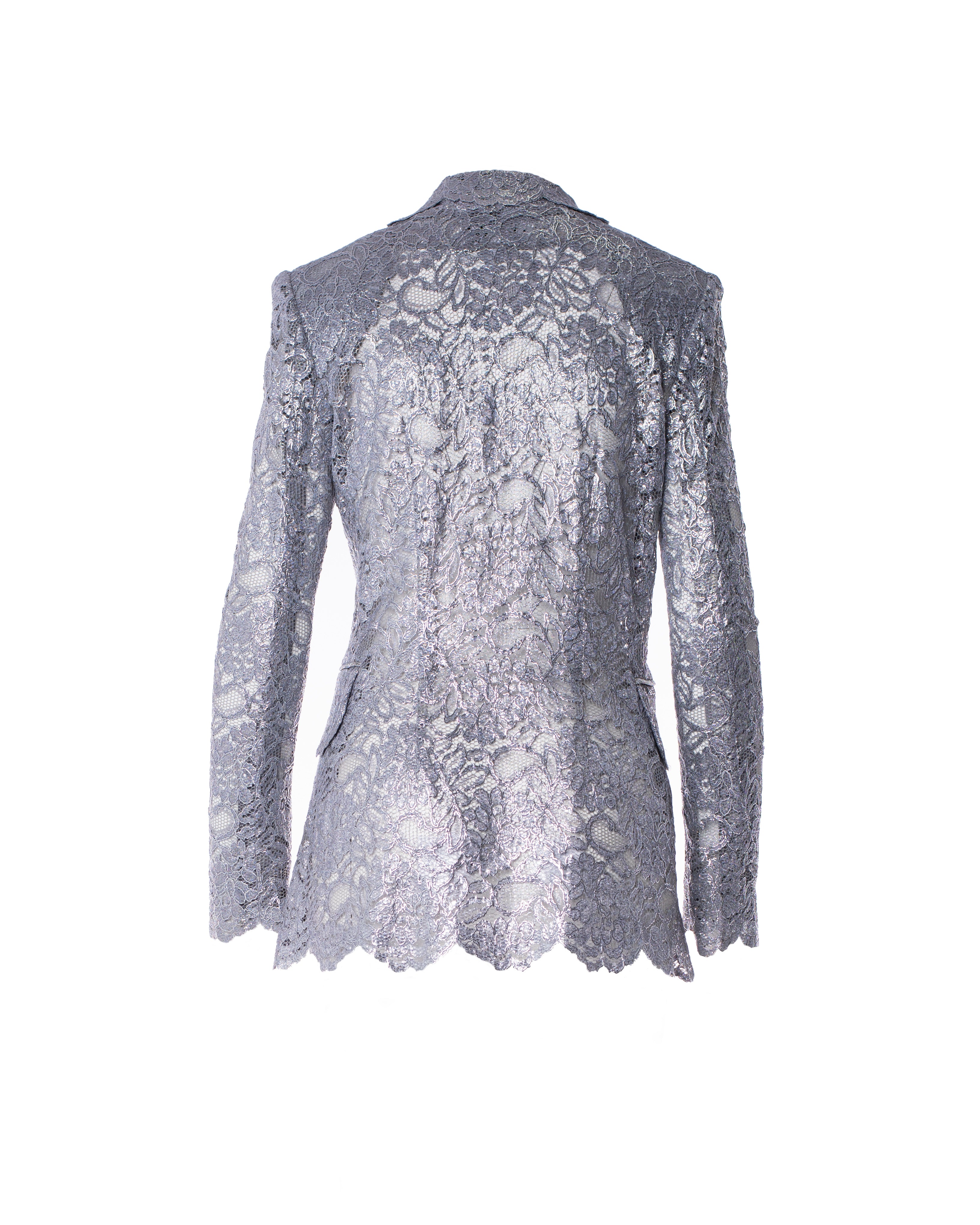 ITALIAN METALLIC SILVER LACE JACKET