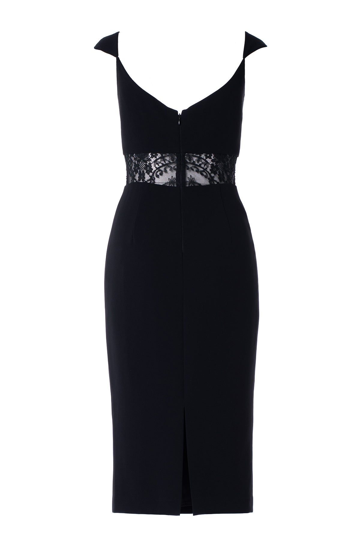 CAP SLEEVE PENCIL DRESS WITH LACE CUT-OUT DETAIL