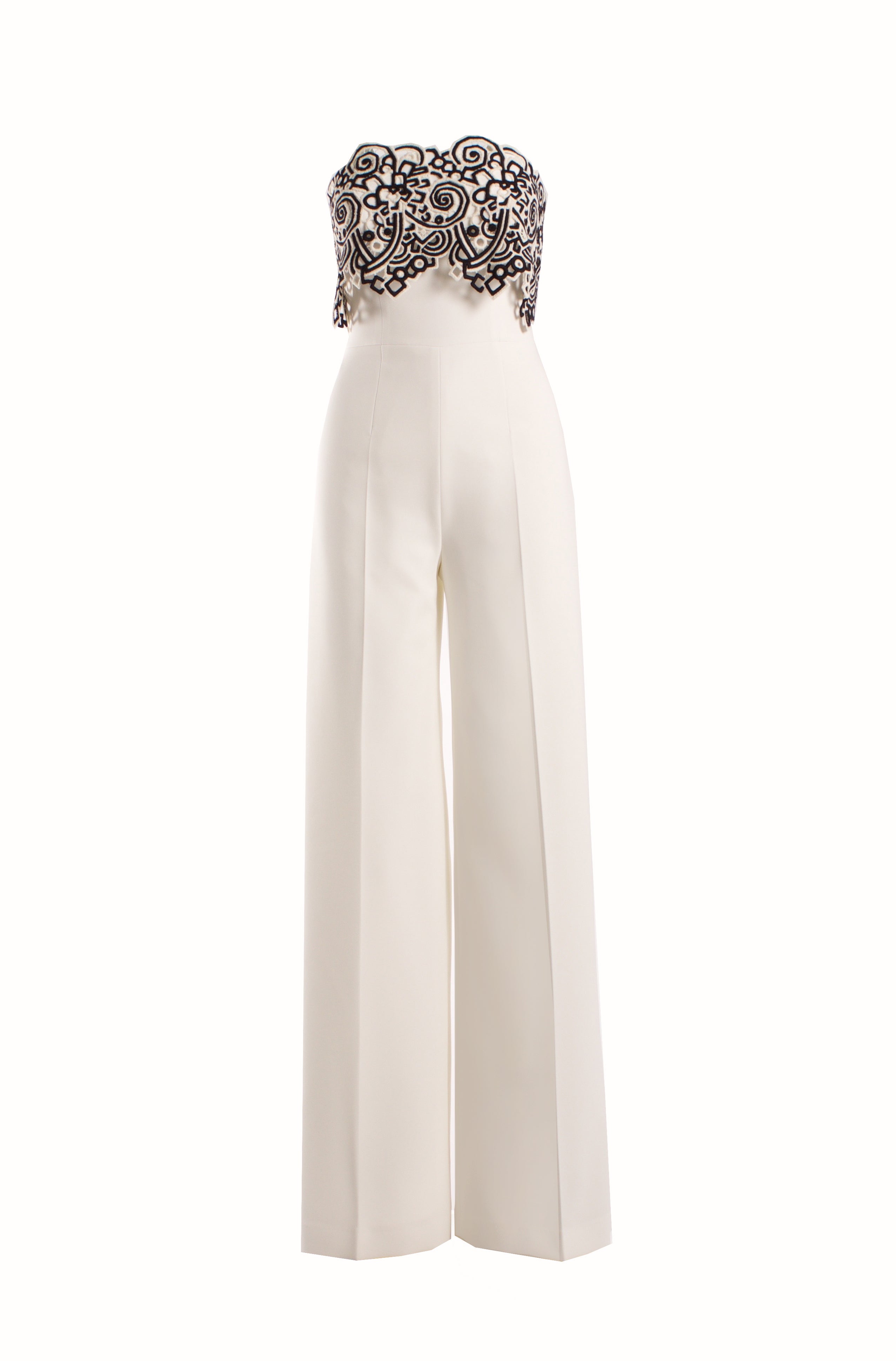 STRAPLESS JUMPSUIT WITH MACRAME DETAIL