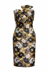 FLORAL GOLD BROCADE BOW DRESS