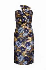 FLORAL GOLD BROCADE BOW DRESS