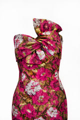 FLORAL GOLD BROCADE BOW DRESS