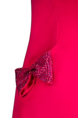 CREPE SLIP DRESS WITH CRYSTALLIZED BOWS AND POCKET DETAIL