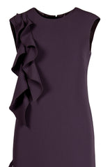 CREPE, ANKLE LENGTH, SHIFT DRESS WITH RUFFLE DETAIL