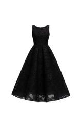 FLORAL RAFFIA EMBROIDERED DRESS