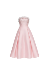 STRAPLESS SILK AND WOOL DRESS