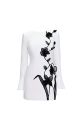 MINI DRESS WITH ORGANZA FLORAL APPLIQUÉ