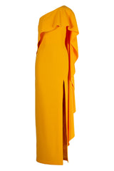 ONE SHOULDER GOWN WITH DETACHABLE CAPE