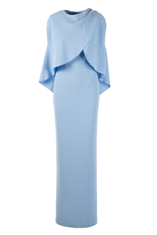 CREPE GOWN WITH CAPELET
