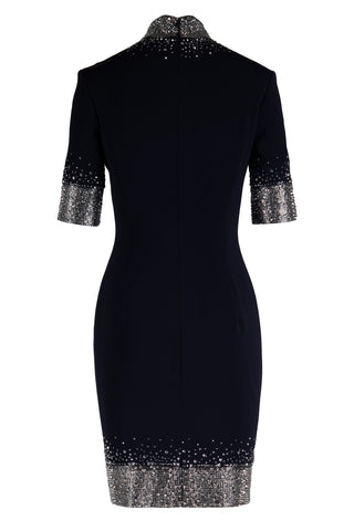 CREPE DRESS WITH CRYSTAL DETAIL
