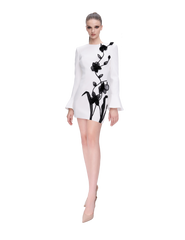 MINI DRESS WITH ORGANZA FLORAL APPLIQUÉ