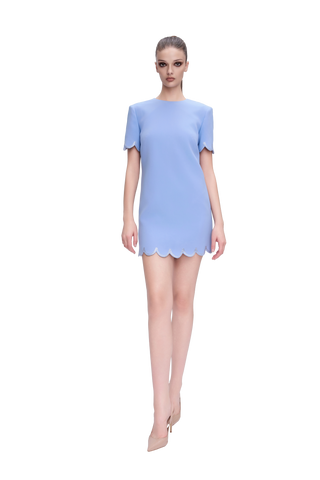 MINI RHINESTONE SCALLOPED EDGE DRESS