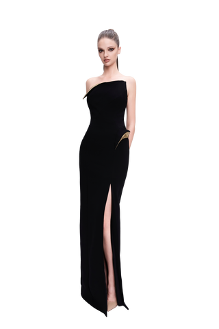 FOLD-OVER ASYMMETRIC GOWN WITH