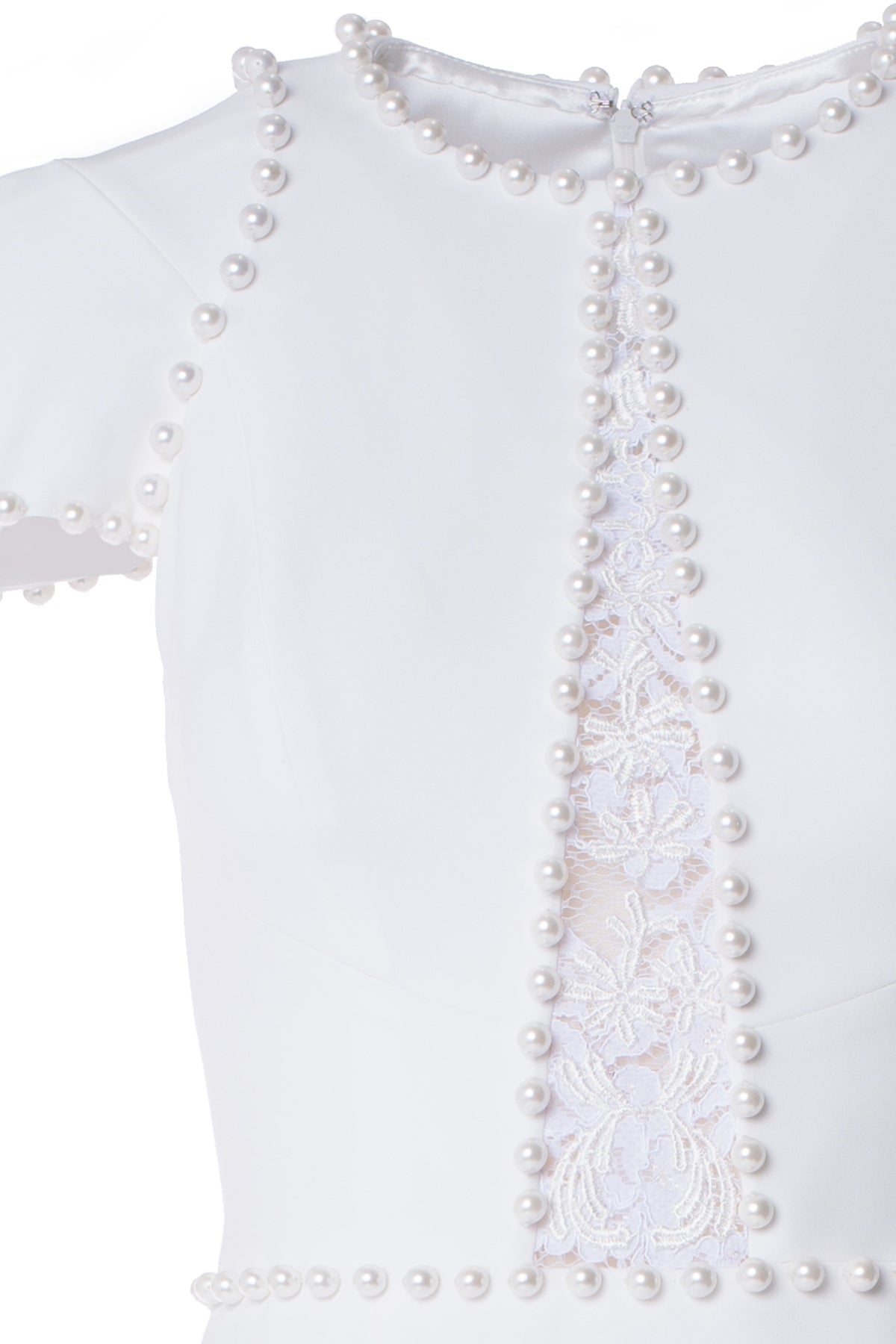PEARL EMBELLISHED DRESS WITH LACE CUT – Lucian Matis