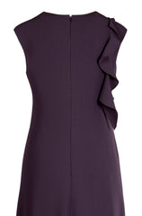 CREPE, ANKLE LENGTH, SHIFT DRESS WITH RUFFLE DETAIL